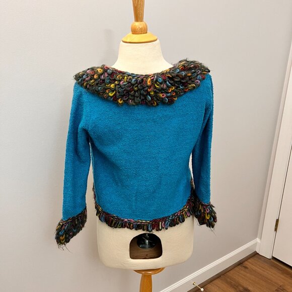 Philip Jane Gordon “ADIEU” Artsy Shag Colorful Sweater Sz S - Picture 11 of 12